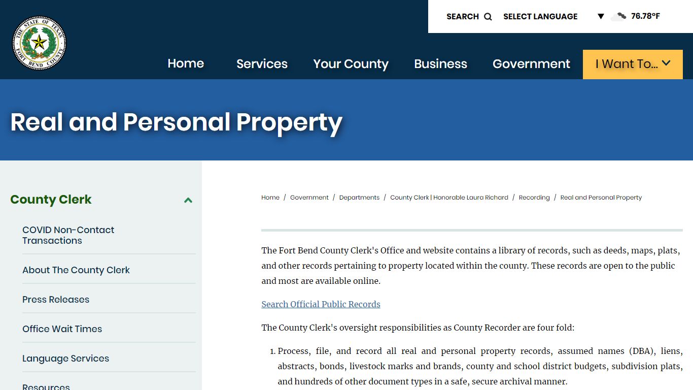 Real and Personal Property | Fort Bend County, TX